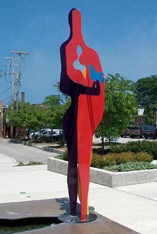 Outdoor sculpture outside the Shorewood Village Center